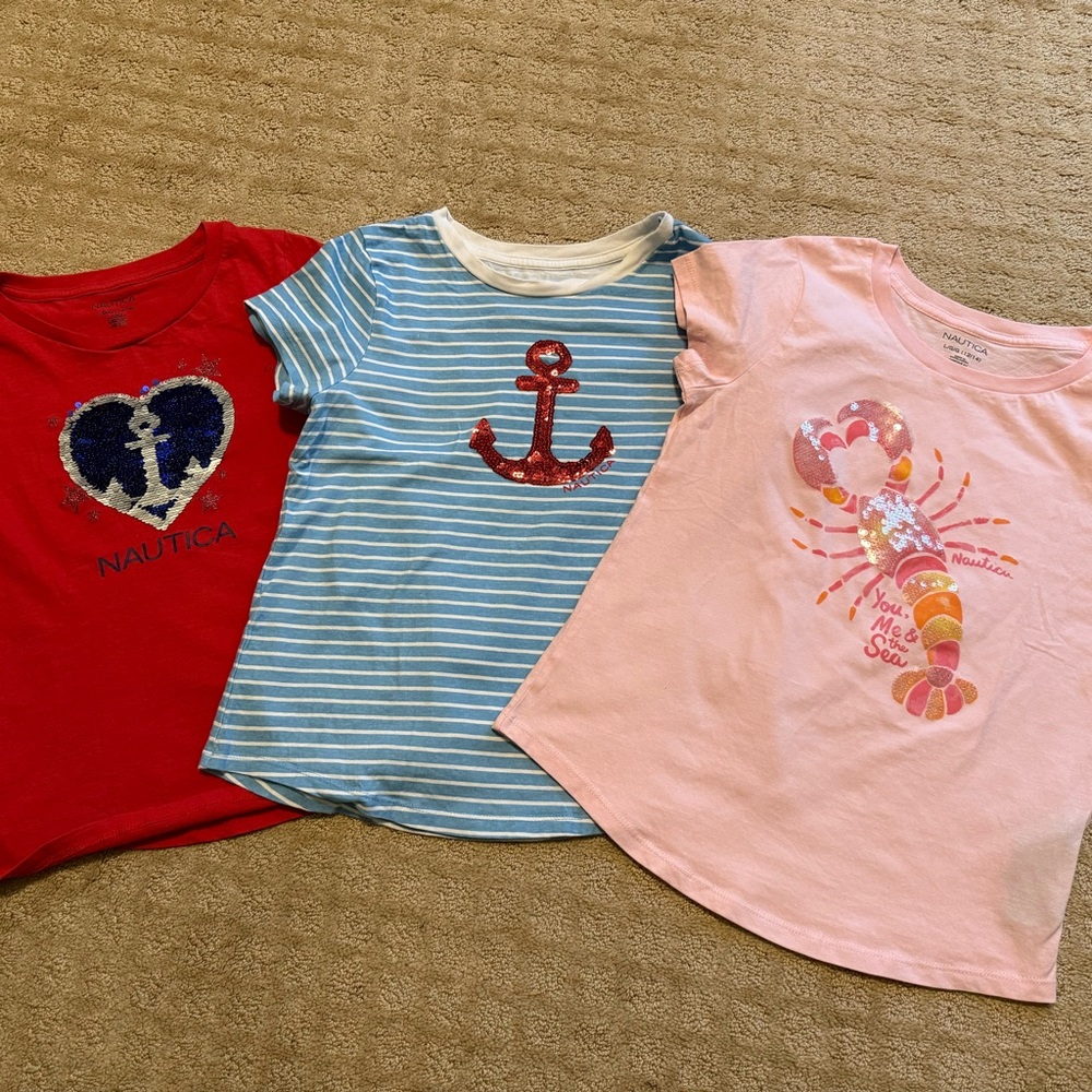 Nautica Kids T-Shirt Set - Red, Blue, Pink